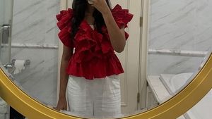 Red Ruffle Top