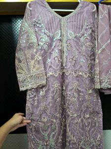 Lavender Embroidered Kurta Set