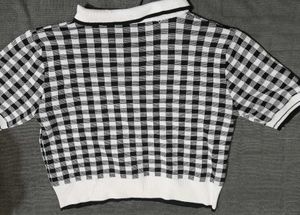 Gingham Knit Polo Top