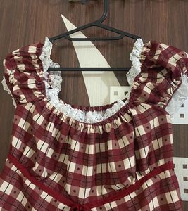 Maroon Plaid Tie-Front Top🍷