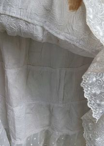 White Tiered Lace Embroidered Skirt