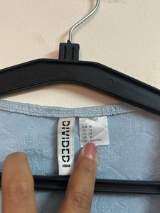 H&amp;M Light Blue Textured Wrap Top