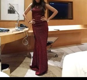 Shimmer Maroon Senorita Fishtail Dress
