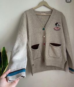 Cute Cat Embroidered Knit Cardigan