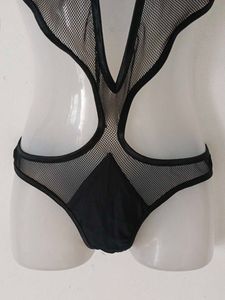 Black Mesh Cutout One Piece Swimsuit