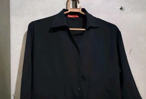 Women Classic Black Button-Down Shirt