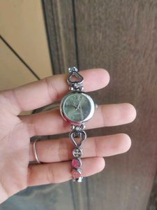 Silver Watch with Heart Charm