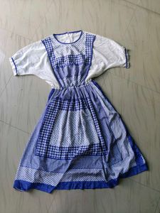 Blue & White Printed Midi Dress