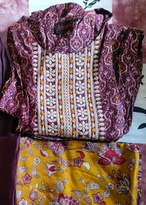 Ethnic Print Aalia Kurta (Side Cut) With Dupatta