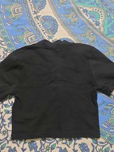 y2k FYK Black Graphic Cropped T-Shirt