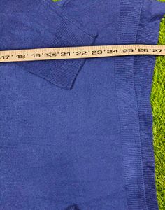 Imported Blue V-Neck Pullover Sweater