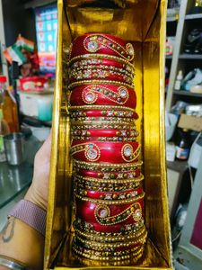 Beautiful Red &amp; Gold Bangles Set