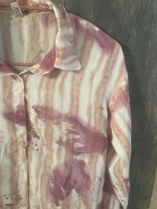 Chic Pink &amp; White Abstract Print Shirt