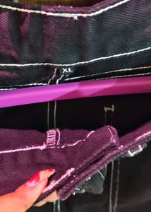 Black Cargo Pants with Contrast Stitching