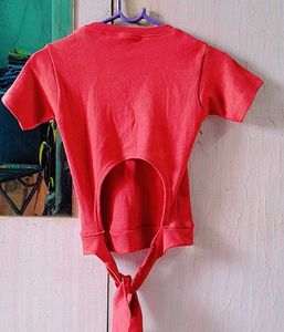 Red Tie-Back Crop Top