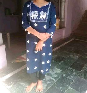 Navy Blue Kuria with Elephant Print🥰