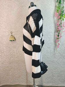 H&amp;M Striped Crochet Knit Cardigan