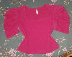 Hot Pink Puff Sleeve Top