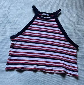 Zara Striped Halter Neck Crop Top