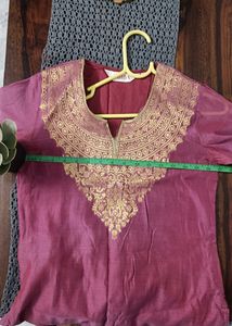 Pale Pink Dual Shade Kurta w Gold