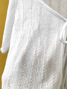 White Cropped Tie-Front Top