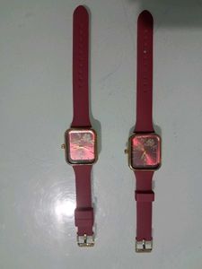Chic Rose Gold Tone Square Dial Watches (Set of 2)