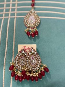 Kundan earrings with Matka combo Set