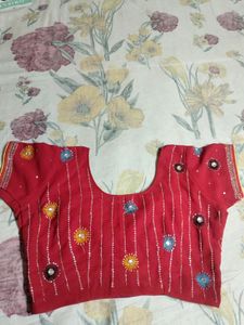 Red Colour Blouse Full Embroidery