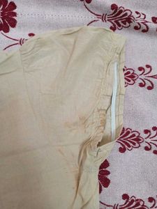 Beige Lace Trimmed Peplum Blouse