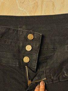 Black High-Waisted Button-Fly Jeans