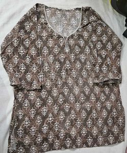 Brown Printed Kurta Top & Tunics