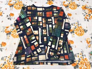 Y2K Unique Geometric Print Long Sleeve Top