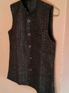 boy's Embellished Sleeveless Jacket with kurta