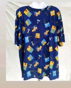 Fun Graphic Print Blue T-Shirt