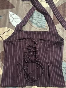 Pinstripe Halter Neck Corset Top