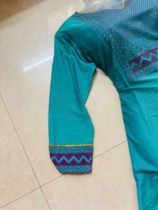 Turquoise Embroidered Kurta