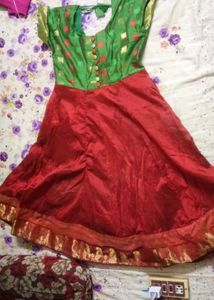 Beautiful Red and Green banarasi anarkali dressi