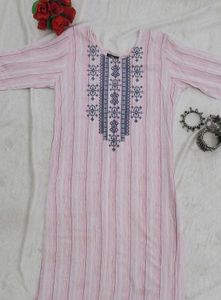 Price Drop !Embroidered Stylish Pink Straight Kurt