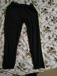 Men's Black Track Pants with Neon Stripe