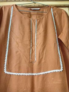 Emperus Women's Rust Brown Kurta Set | XL