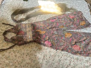 Embroidered Grey Helter Neck Jumpsuit with Dupatta