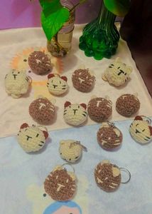 Cute Crochet Tiger Keychain Set