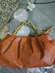 Chic Brown Ruched Handbag