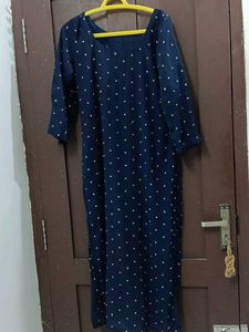 Navy Blue Polka Dot Kurta