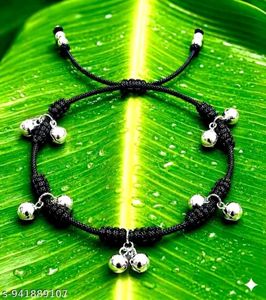 Chic Black Anklet with Bells