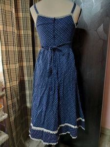 Vintage Blue Polka Dot Midi Dress