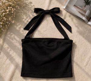 Black Halter Neck Crop Top