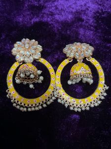 Yellow Jhumka Hoop Earrings