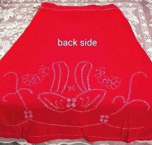 Vibrant Red Embroidered घेरेदार peticot