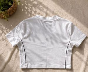 White Cropped T-Shirt with "10" Graphic